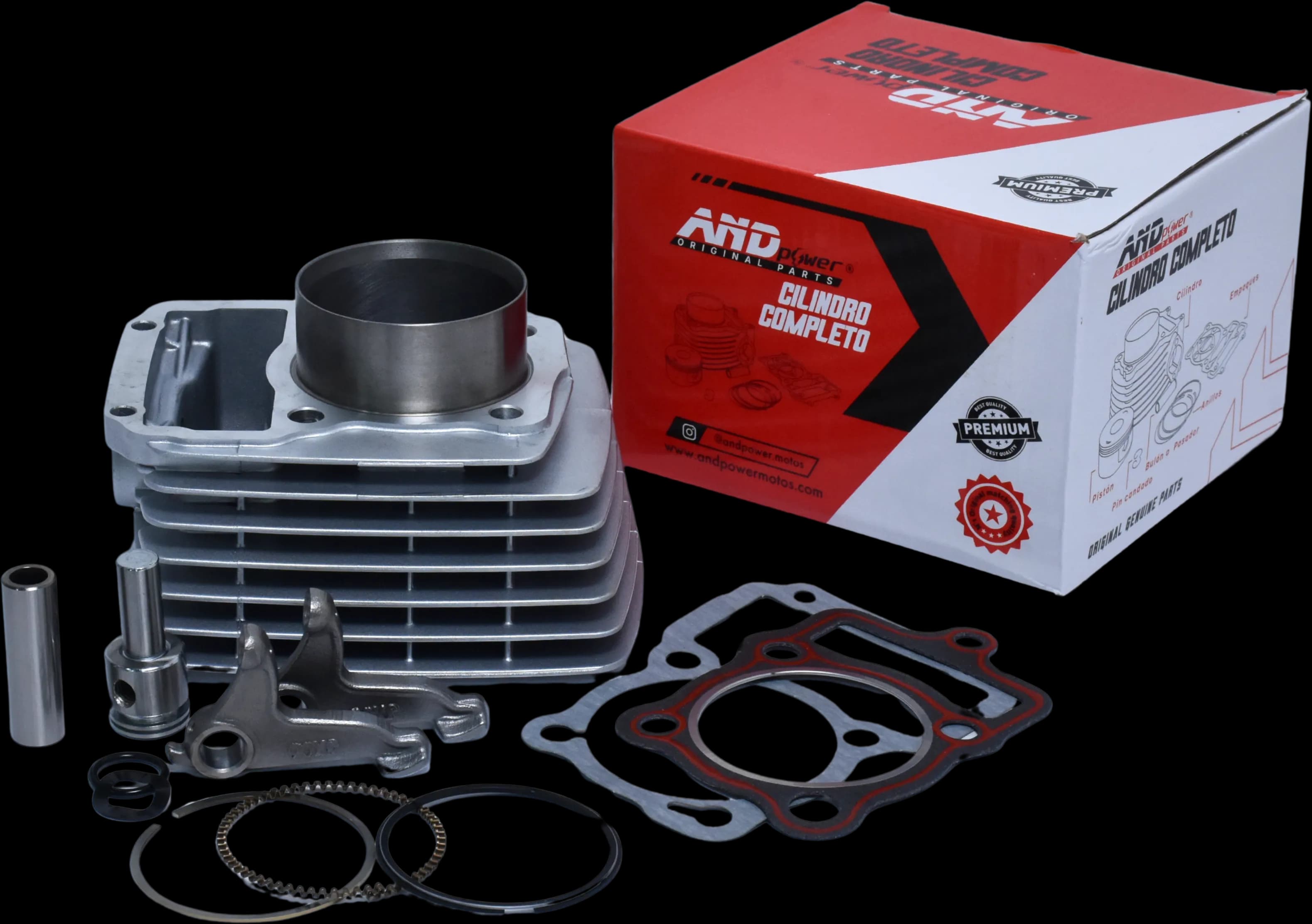 KIT CILINDRO AKT 150 TT/EVO - P15 GRIS CON BALANCINES - AND POWER