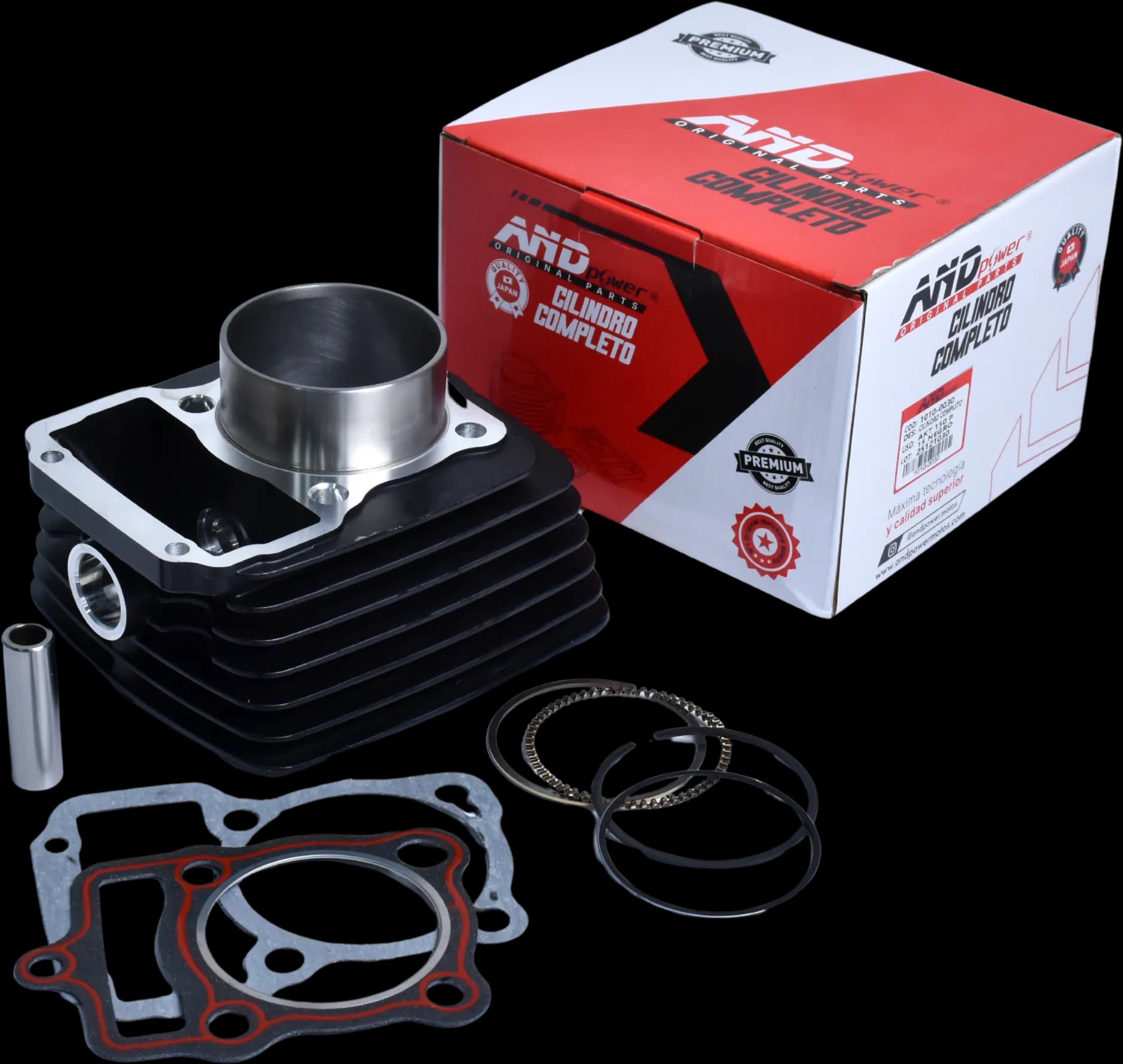 KIT CILINDRO AKT 150 TT/EVO - P15 NEGRO - AND POWER