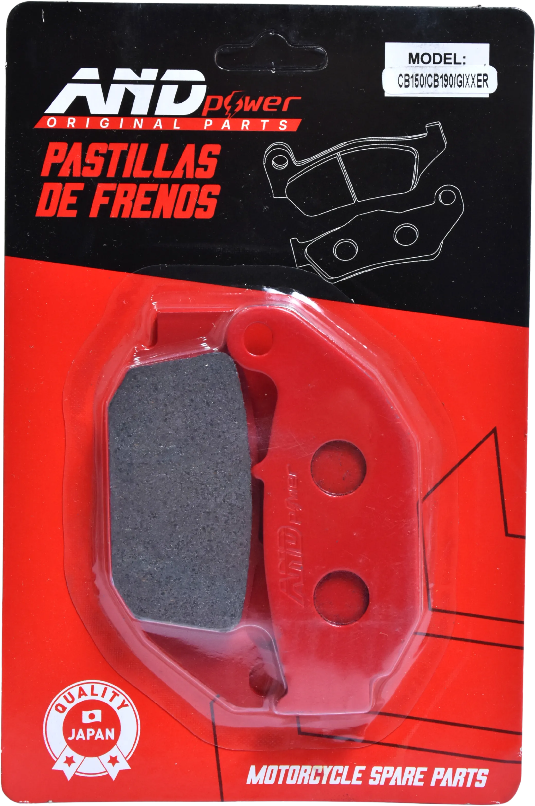 PASTILLA FRENO TRAS. CB150/CB190/ GIXXER 150 M.V - AND POWER